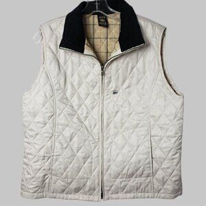 Sun Moda Diamond Quilted Vest With Black Corduroy Collar  cream/Black Large